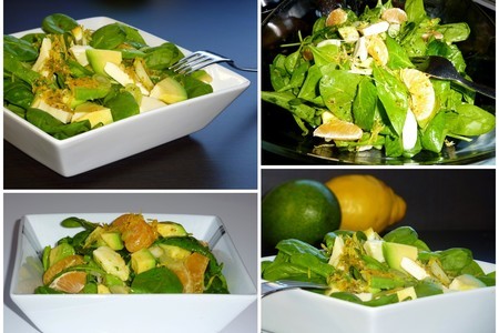 Вариации - салат со шпинатом в мятно-лимонной заправке